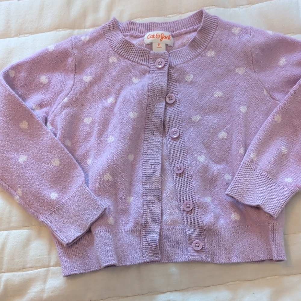 Cat & Jack Lavender Heart Kids Cardigan
